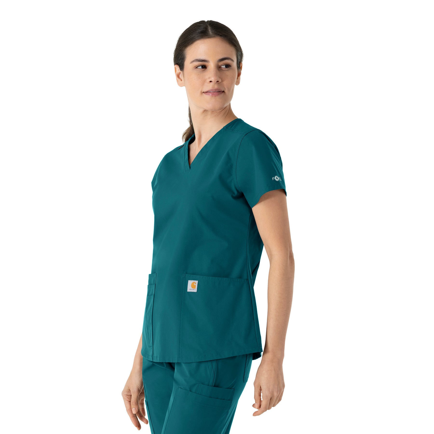 Carhartt Force Essentials Women's V-Neck Scrub Top - Caribbean Blue side