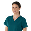 Carhartt Force Essentials Women's V-Neck Scrub Top - Caribbean Blue neckline