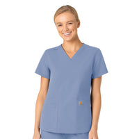 Force Essentials Women's V-Neck Scrub Top Ceil Blue