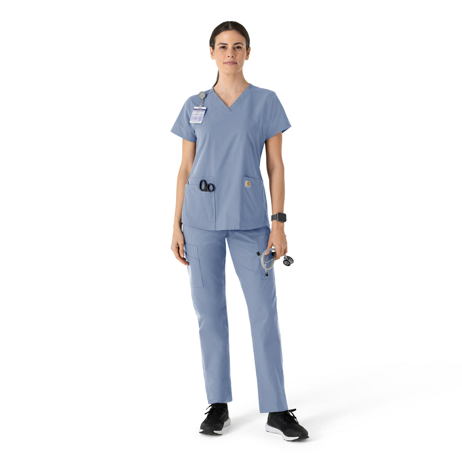 Carhartt Force Essentials Women's V-Neck Scrub Top - Ceil Blue scrub set