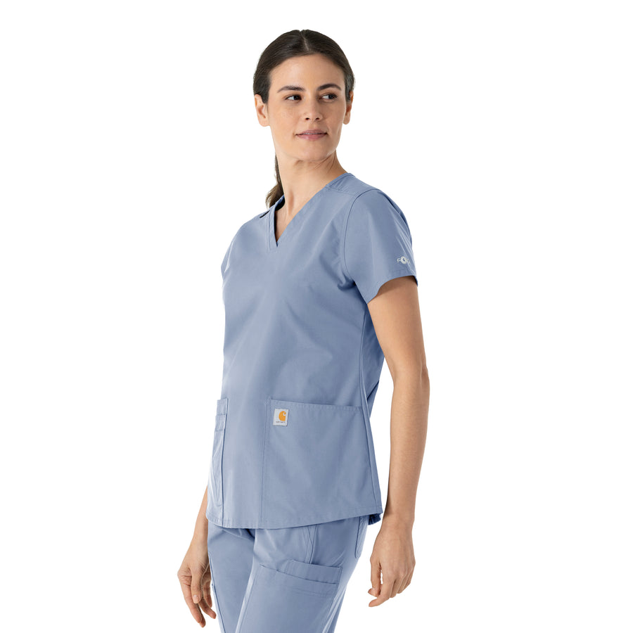 Carhartt Force Essentials Women's V-Neck Scrub Top - Ceil Blue side