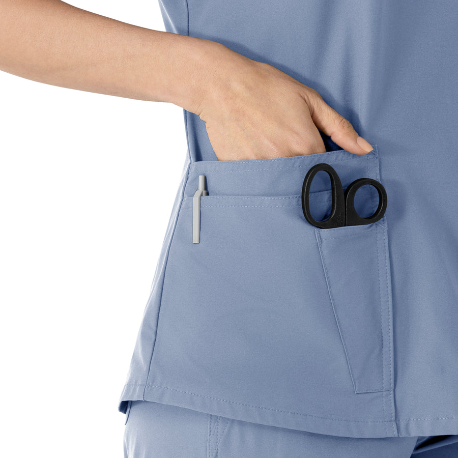 Carhartt Force Essentials Women's V-Neck Scrub Top - Ceil Blue scissor pocket