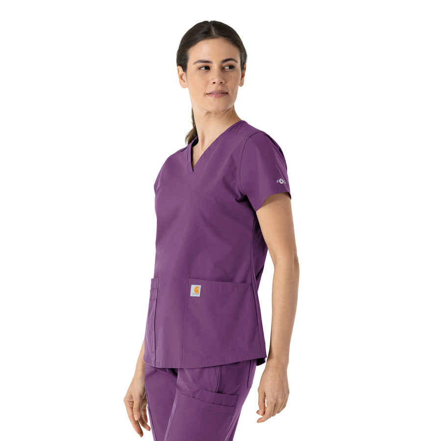 Carhartt Force Essentials Women's V-Neck Scrub Top - Eggplant side
