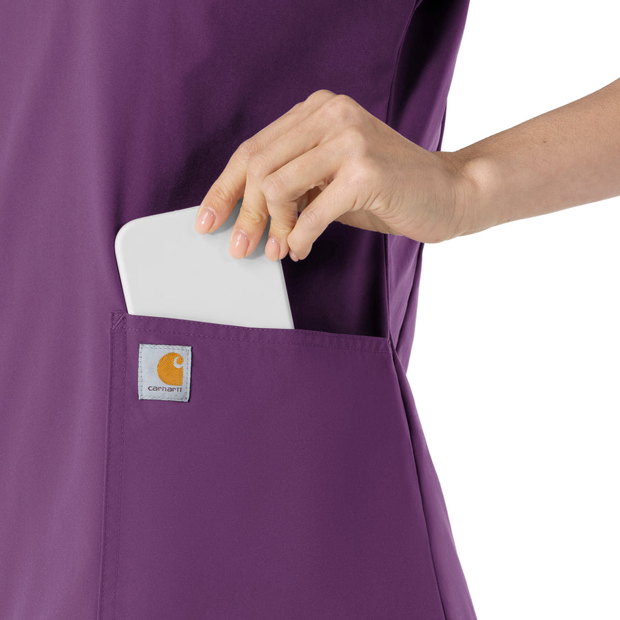 Carhartt Force Essentials Women's V-Neck Scrub Top - Eggplant pocket