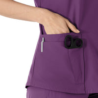 Carhartt Force Essentials Women's V-Neck Scrub Top - Eggplant scissor pocket