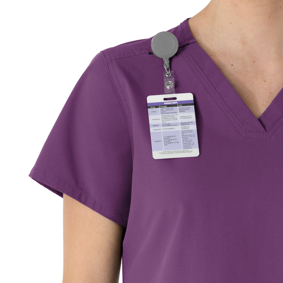 Carhartt Force Essentials Women's V-Neck Scrub Top - Eggplant badge loop