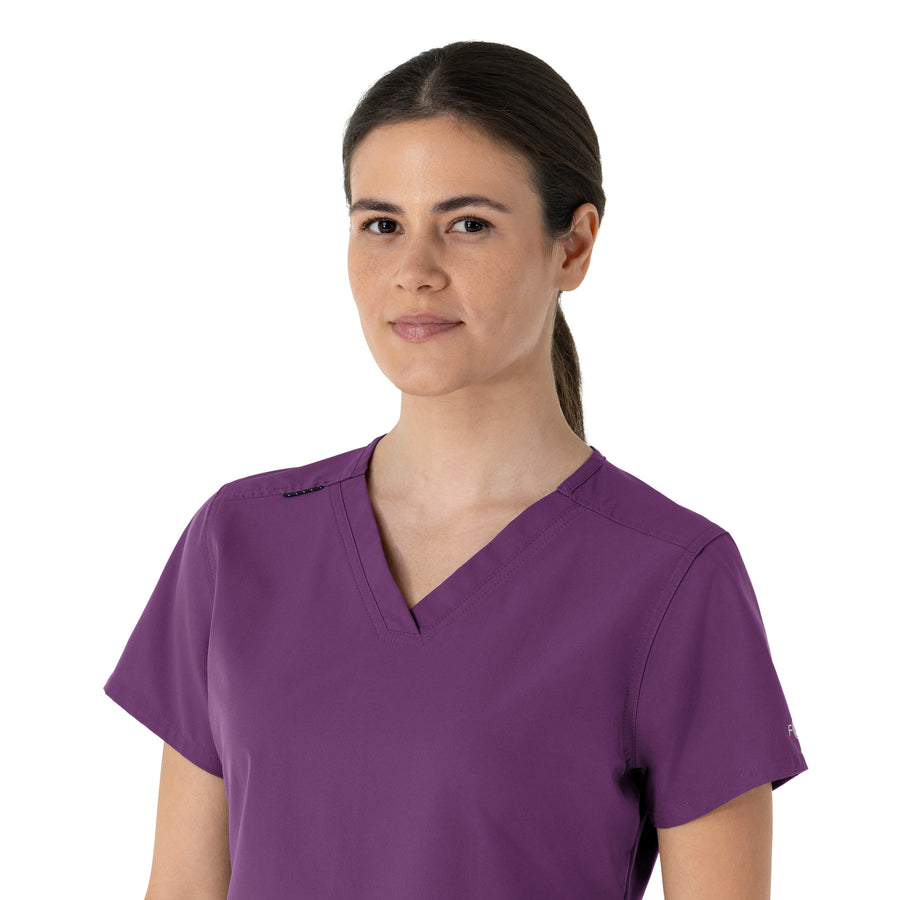 Carhartt Force Essentials Women's V-Neck Scrub Top - Eggplant neckline
