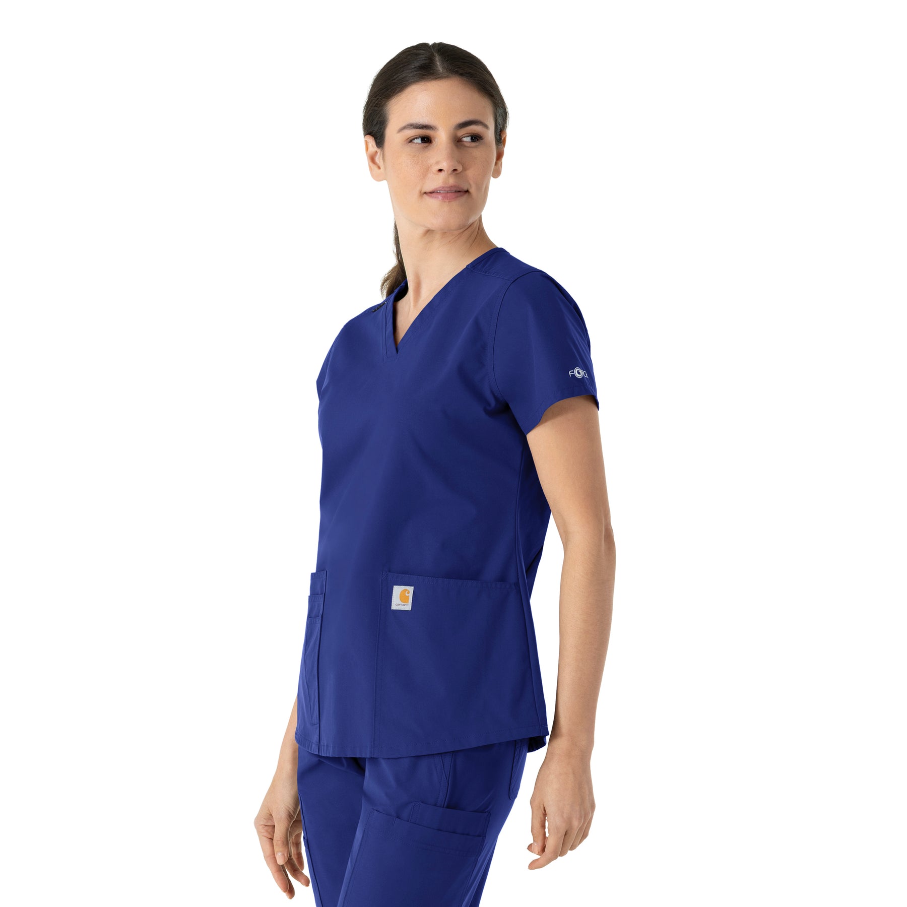 Force Essentials Women's V-Neck Scrub Top Galaxy Blue side view