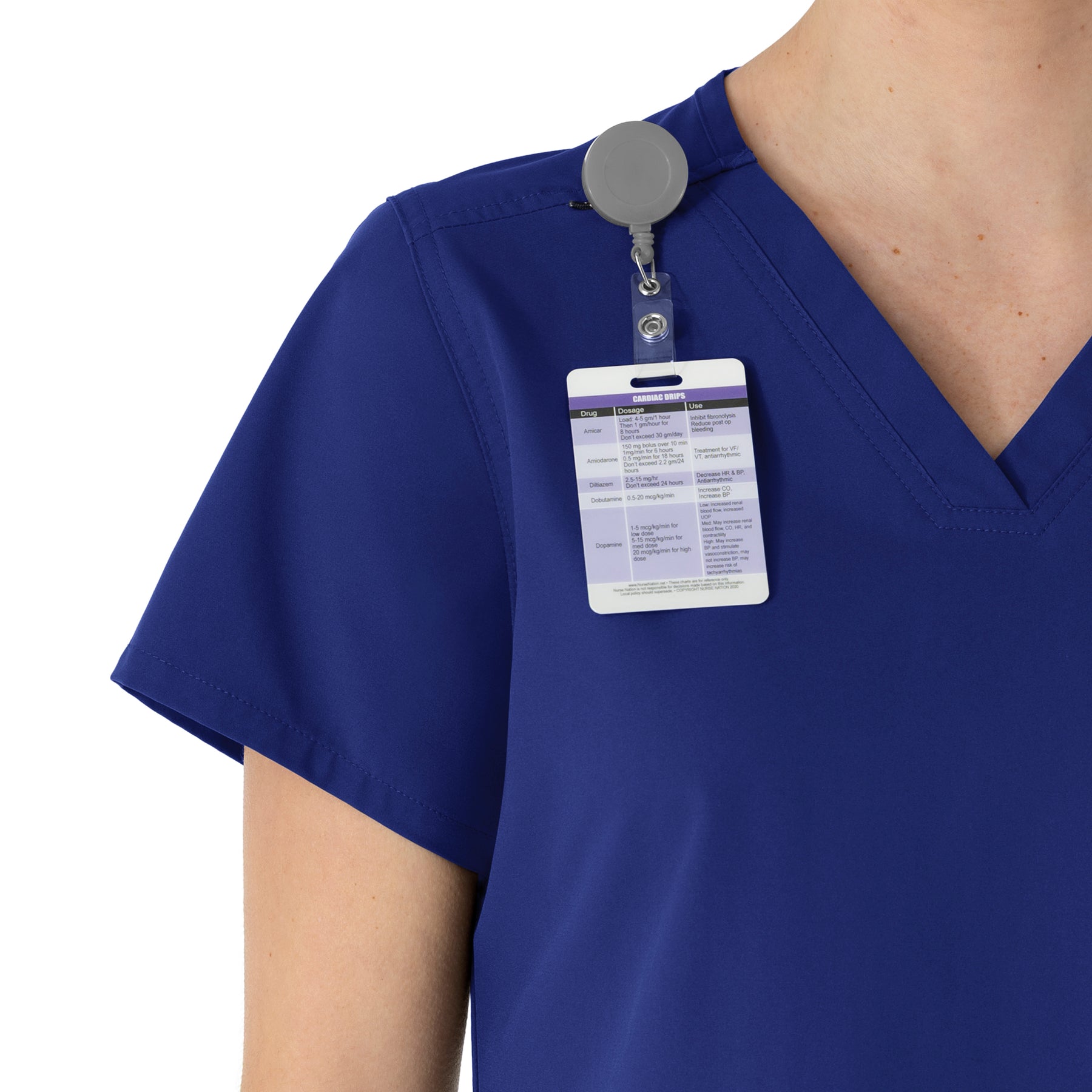 Force Essentials Women's V-Neck Scrub Top Galaxy Blue side detail 2