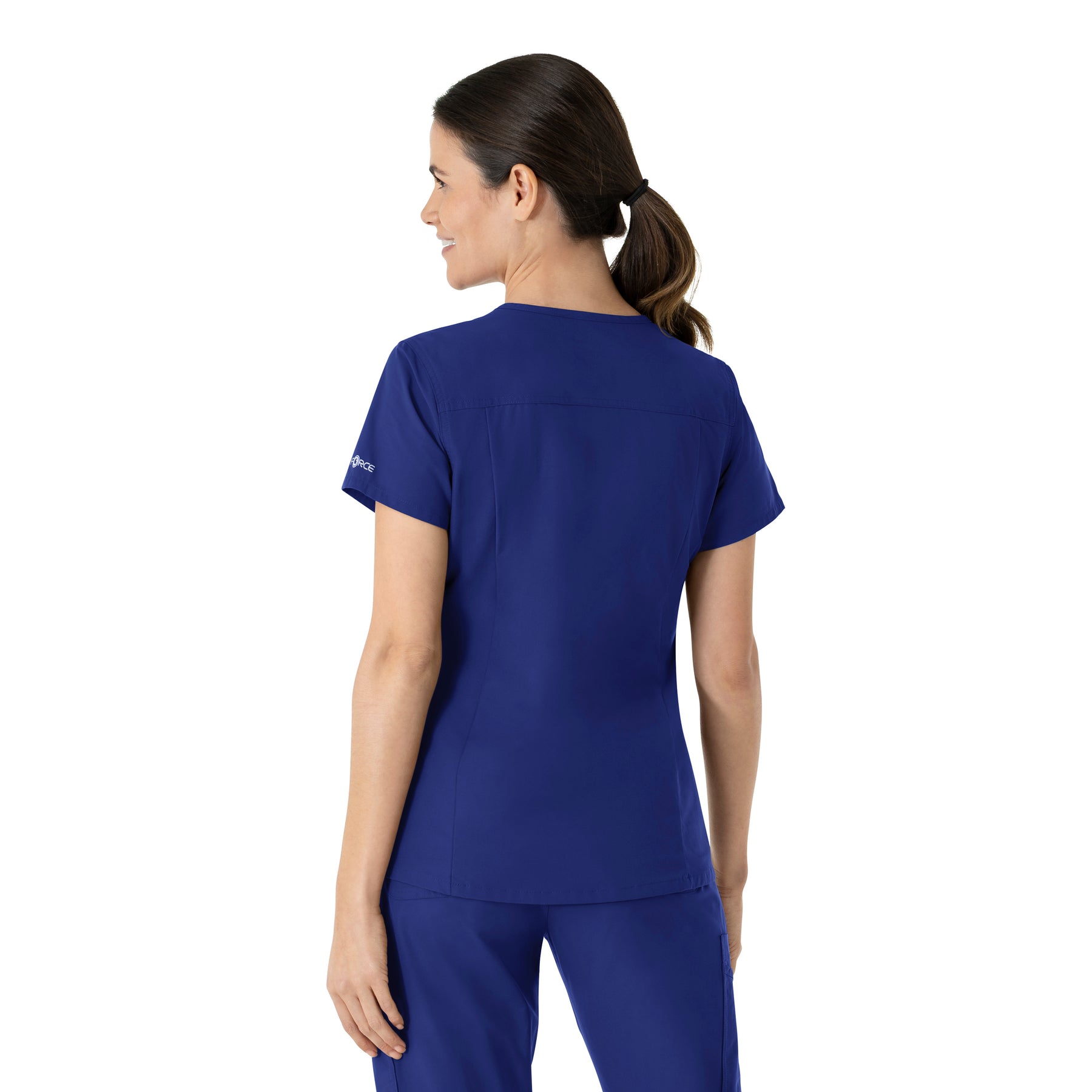 Force Essentials Women's V-Neck Scrub Top Galaxy Blue back view