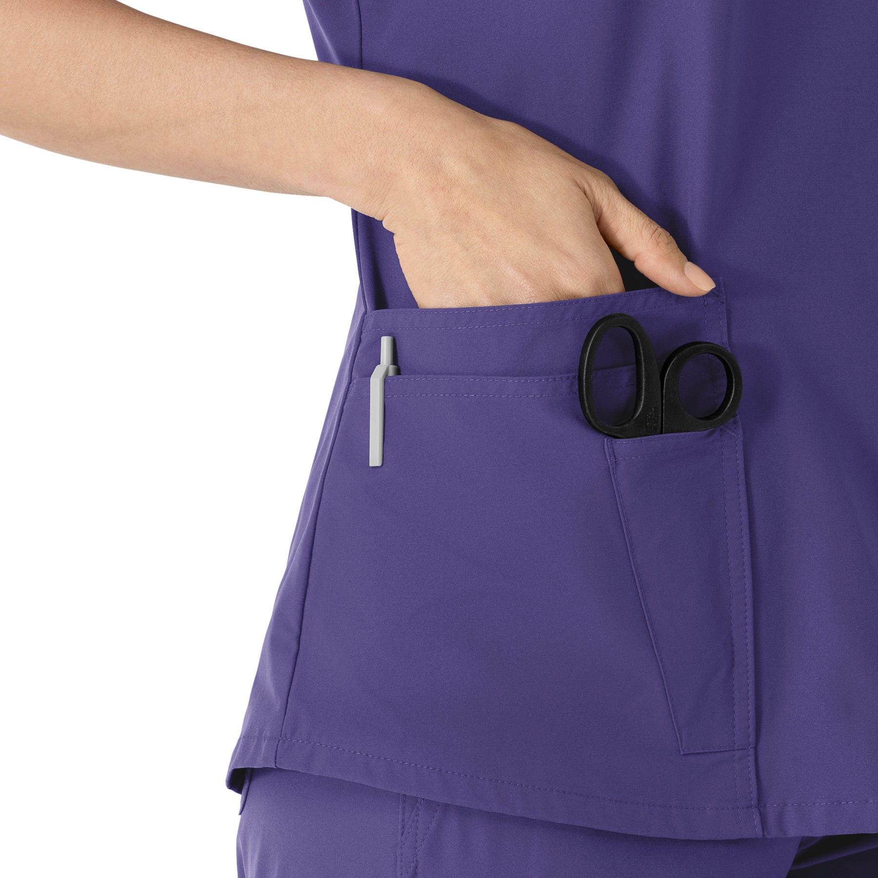 Carhartt Force Essentials Women's V-Neck Scrub Top - Grape scissor pocket