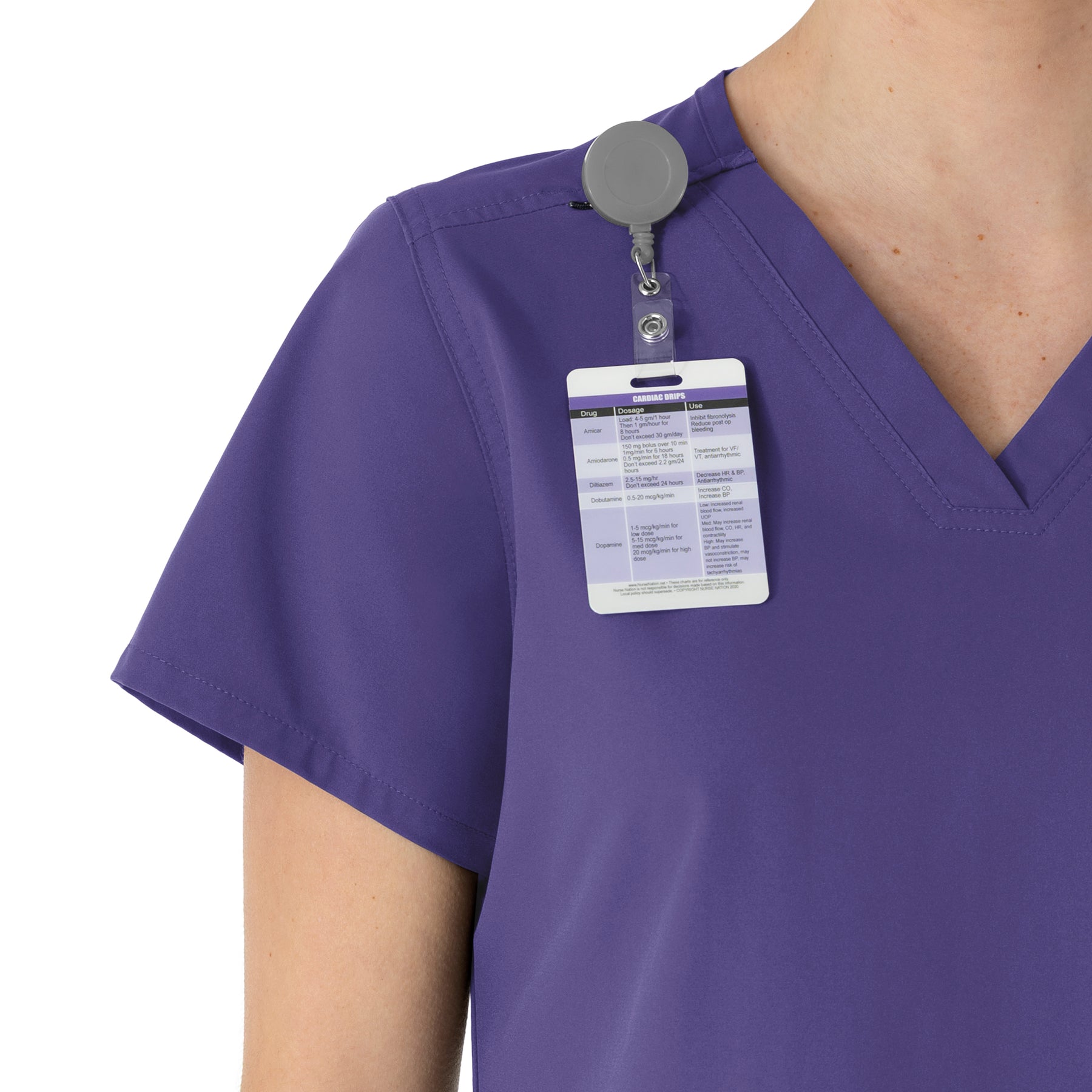 Carhartt Force Essentials Women's V-Neck Scrub Top - Grape badge loop