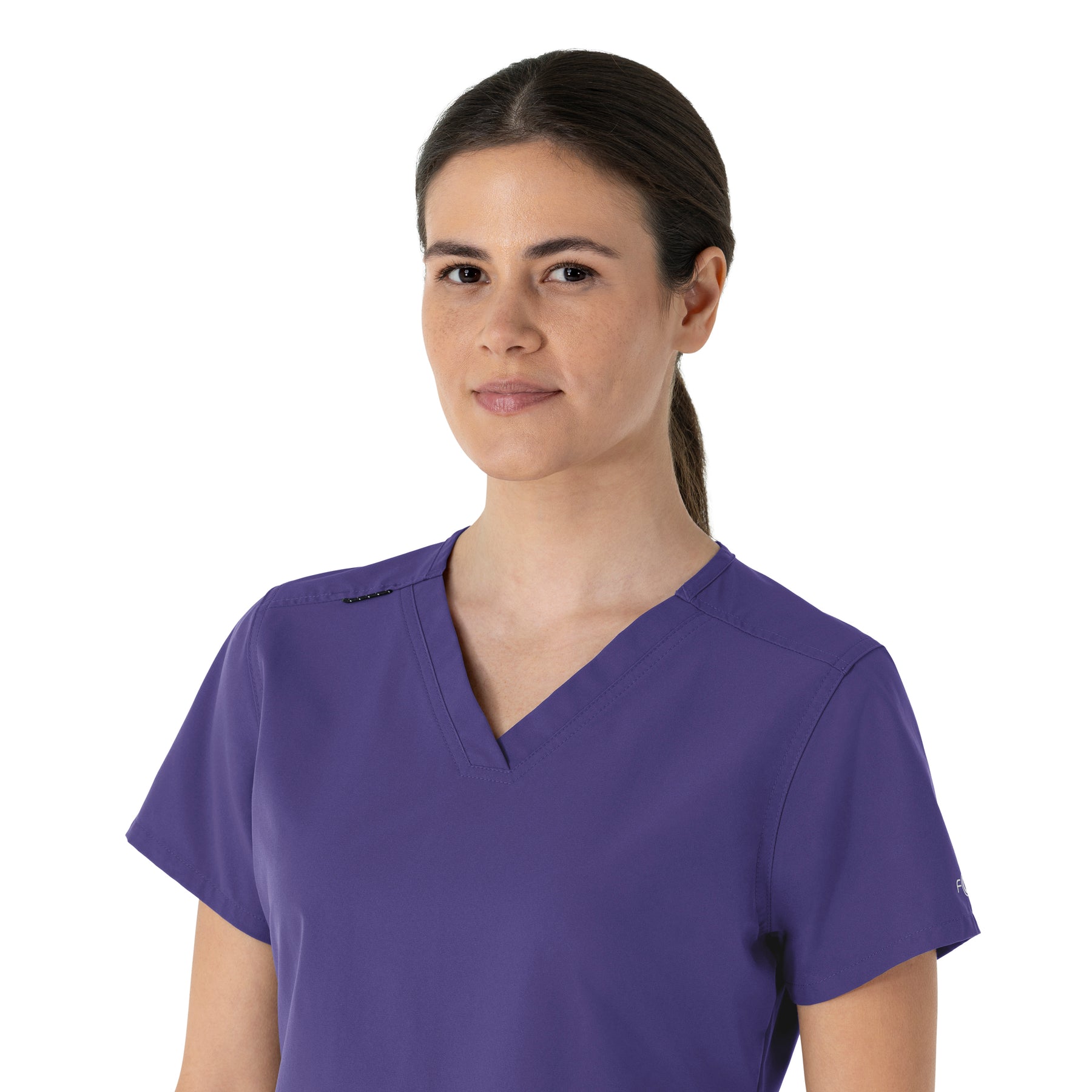 Carhartt Force Essentials Women's V-Neck Scrub Top - Grape neckline