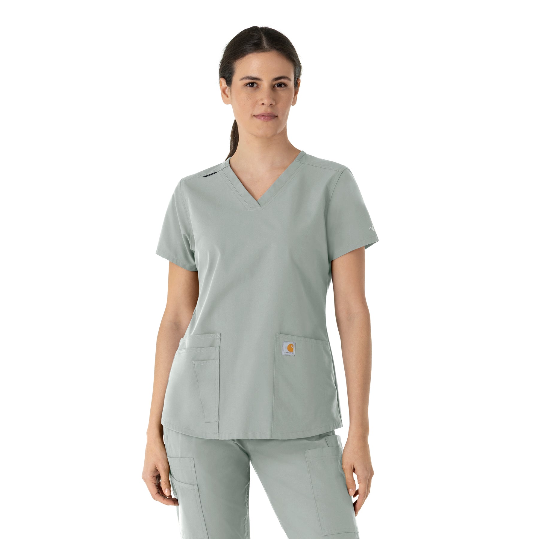Carhartt Force Essentials Women's V-Neck Scrub Top - Grey