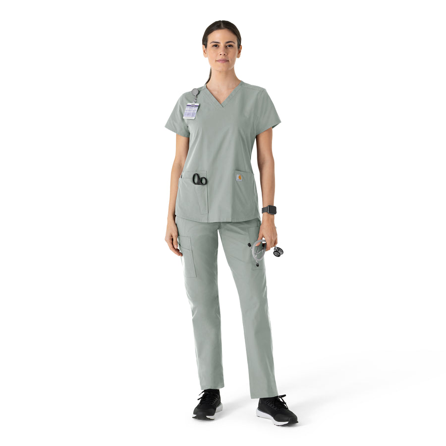 Carhartt Force Essentials Women's V-Neck Scrub Top - Grey scrub set