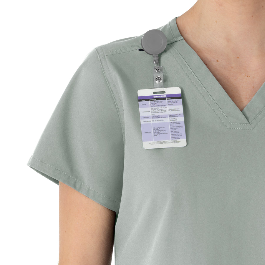 Carhartt Force Essentials Women's V-Neck Scrub Top - Grey badge loop