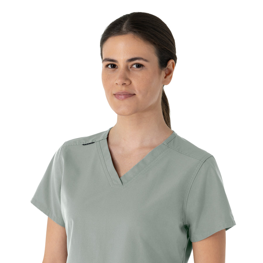 Carhartt Force Essentials Women's V-Neck Scrub Top - Grey neckline