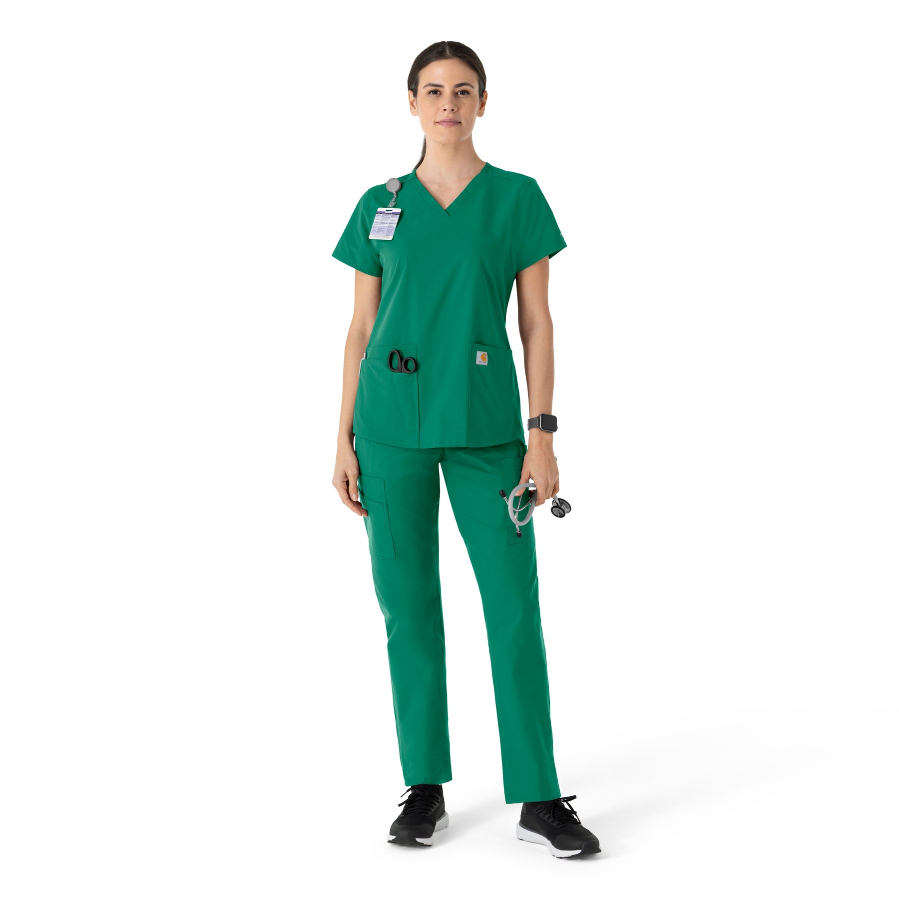 Carhartt Force Essentials Women's V-Neck Scrub Top - Hunter scrub set