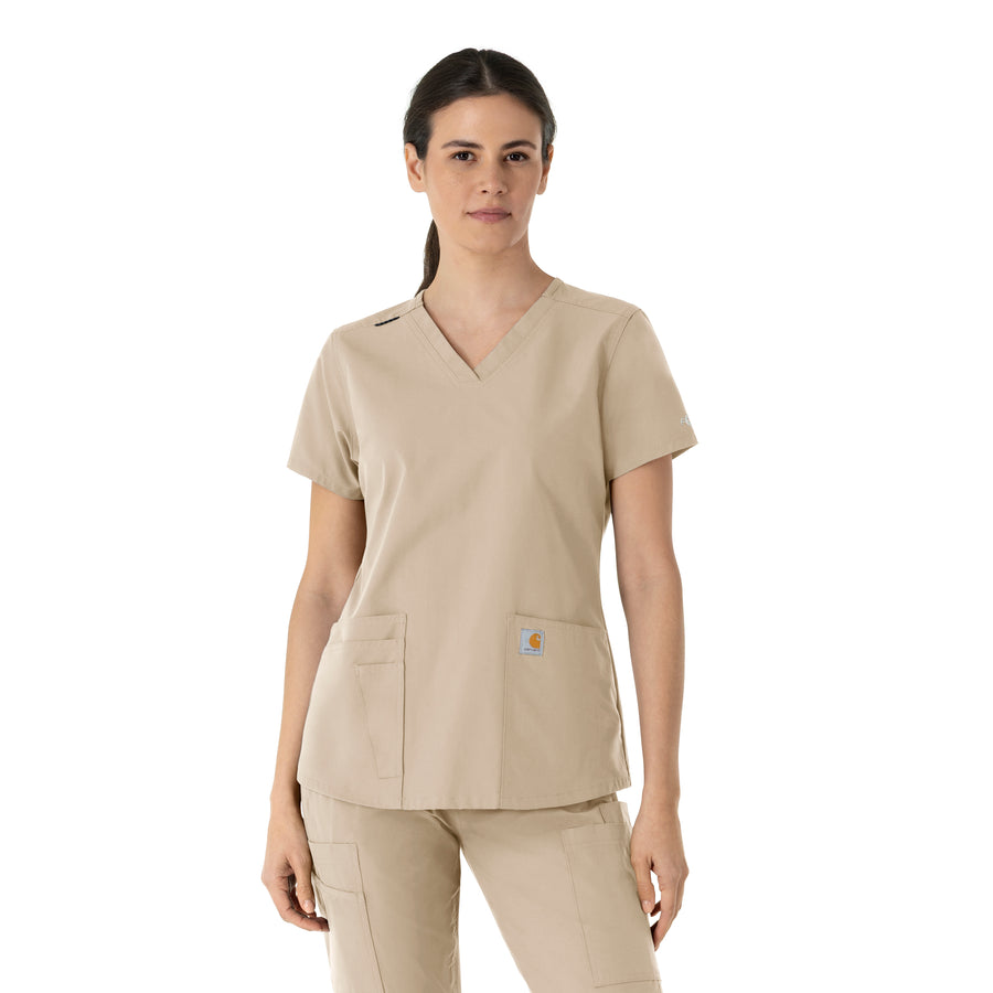 Carhartt Force Essentials Women's V-Neck Scrub Top - Khaki