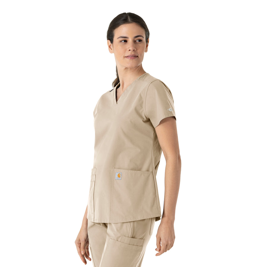 Carhartt Force Essentials Women's V-Neck Scrub Top - Khaki side