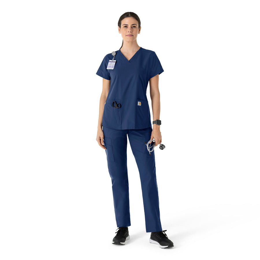 Carhartt Force Essentials Women's V-Neck Scrub Top - Navy scrub set
