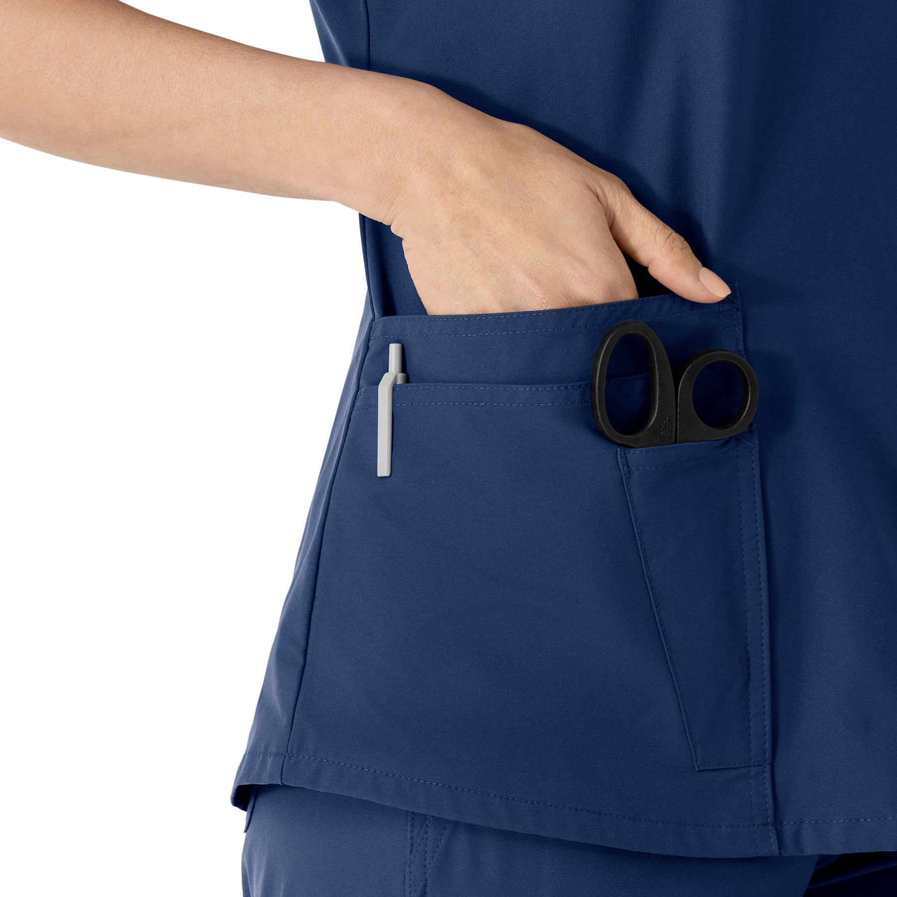 Carhartt Force Essentials Women's V-Neck Scrub Top - Navy scissor pocket