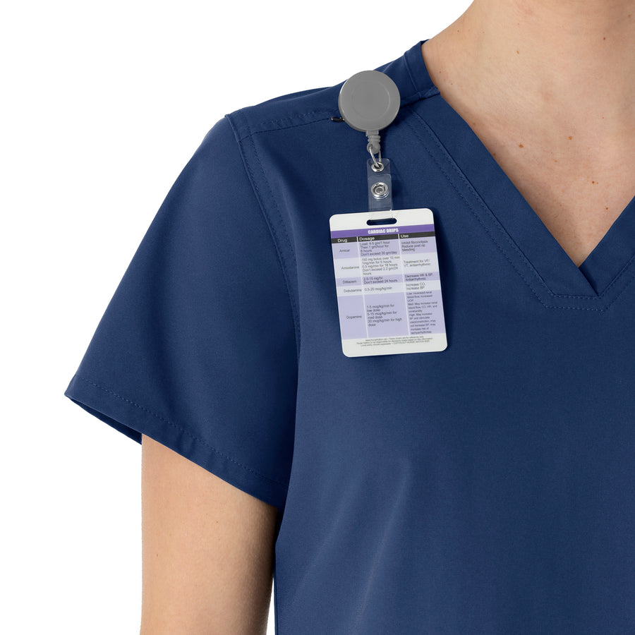 Carhartt Force Essentials Women's V-Neck Scrub Top - Navy badge loop