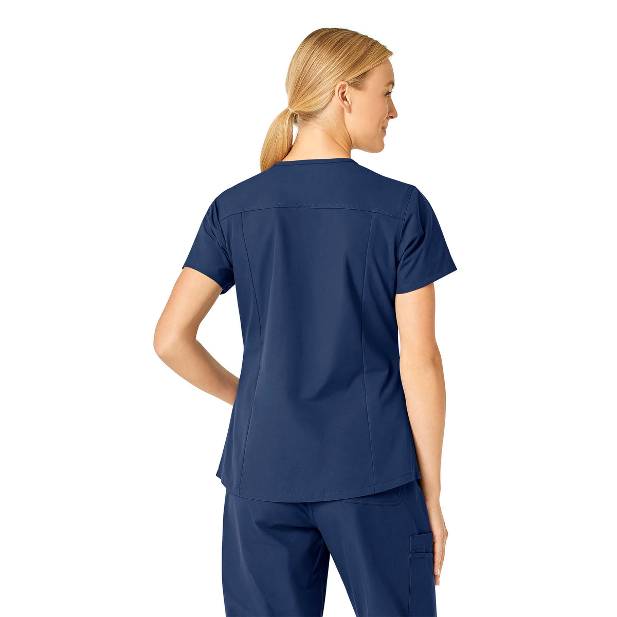 Force Essentials Women's V-Neck Scrub Top Navy back view