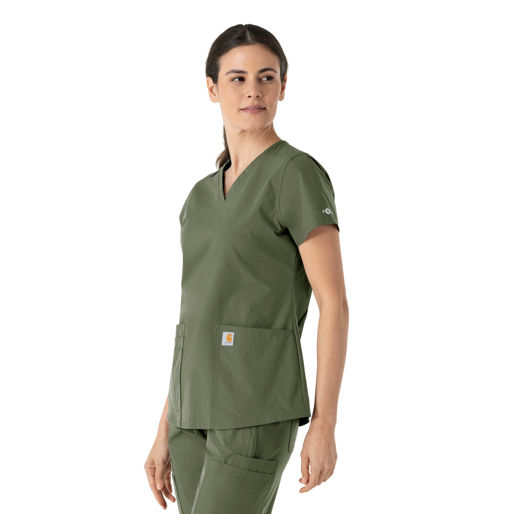 Force Essentials Women's V-Neck Scrub Top Olive side view