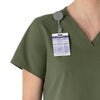 Force Essentials Women's V-Neck Scrub Top Olive side detail 2