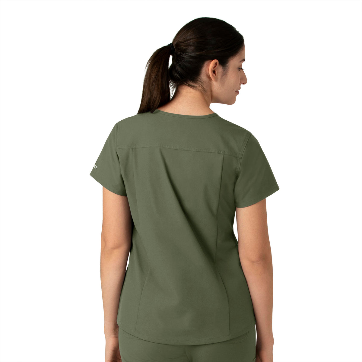 Force Essentials Women's V-Neck Scrub Top Olive back view