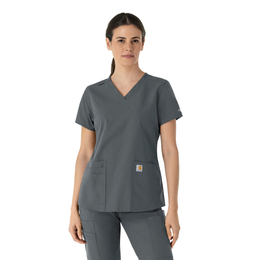 Carhartt Force Essentials Women's V-Neck Scrub Top - Pewter