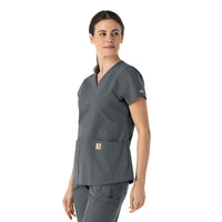 Carhartt Force Essentials Women's V-Neck Scrub Top - Pewter side