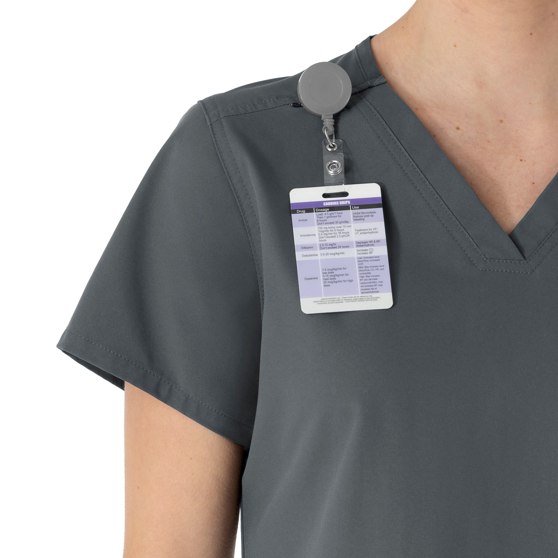 Carhartt Force Essentials Women's V-Neck Scrub Top - Pewter badge loop