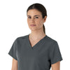 Carhartt Force Essentials Women's V-Neck Scrub Top - Pewter neckline