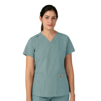 Force Essentials Women's V-Neck Scrub Top Summer Blue