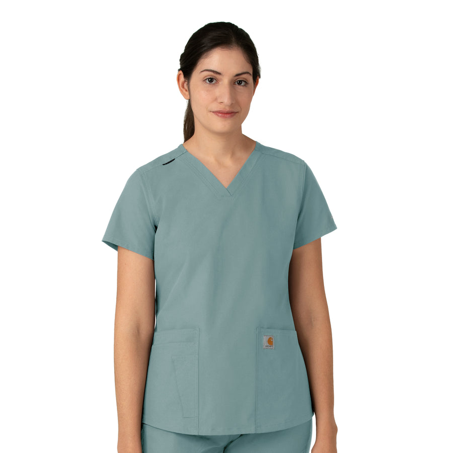Force Essentials Women's V-Neck Scrub Top Summer Blue