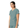 Force Essentials Women's V-Neck Scrub Top Summer Blue side view
