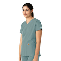 Force Essentials Women's V-Neck Scrub Top Summer Blue side view