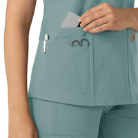 Force Essentials Women's V-Neck Scrub Top Summer Blue front detail