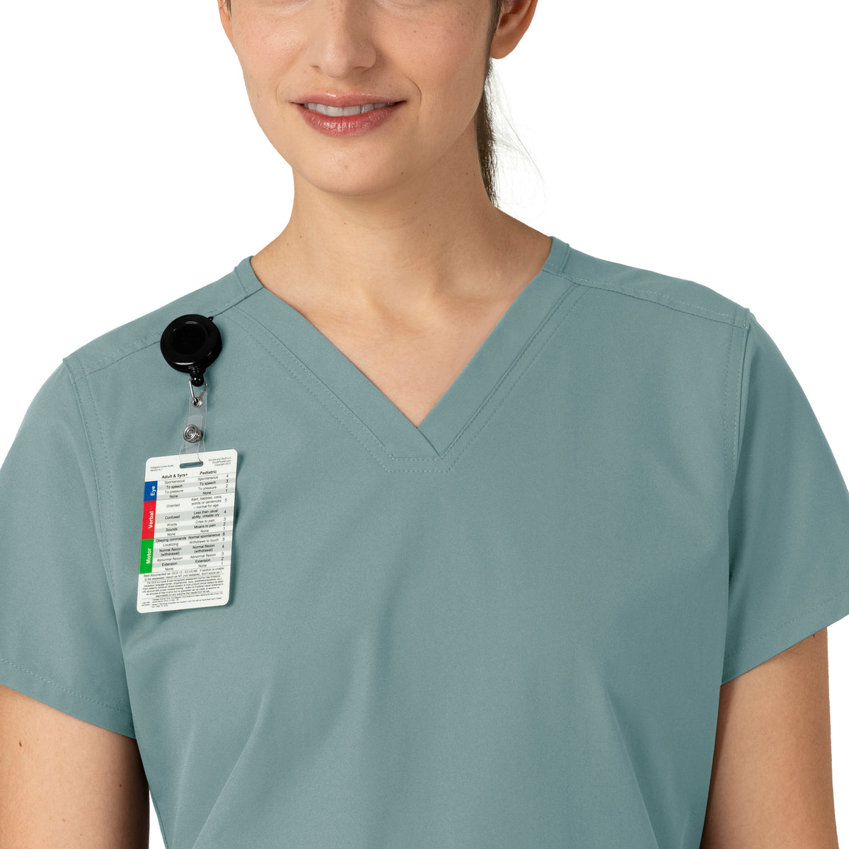 Force Essentials Women's V-Neck Scrub Top Summer Blue side detail 1