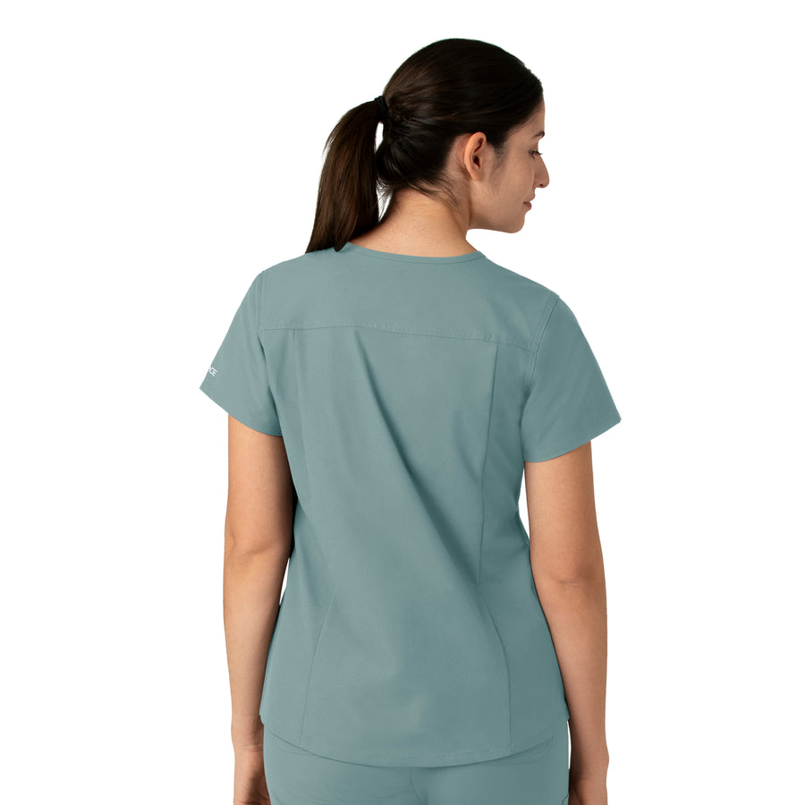 Force Essentials Women's V-Neck Scrub Top Summer Blue back view