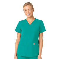 Force Essentials Women's V-Neck Scrub Top Teal Blue