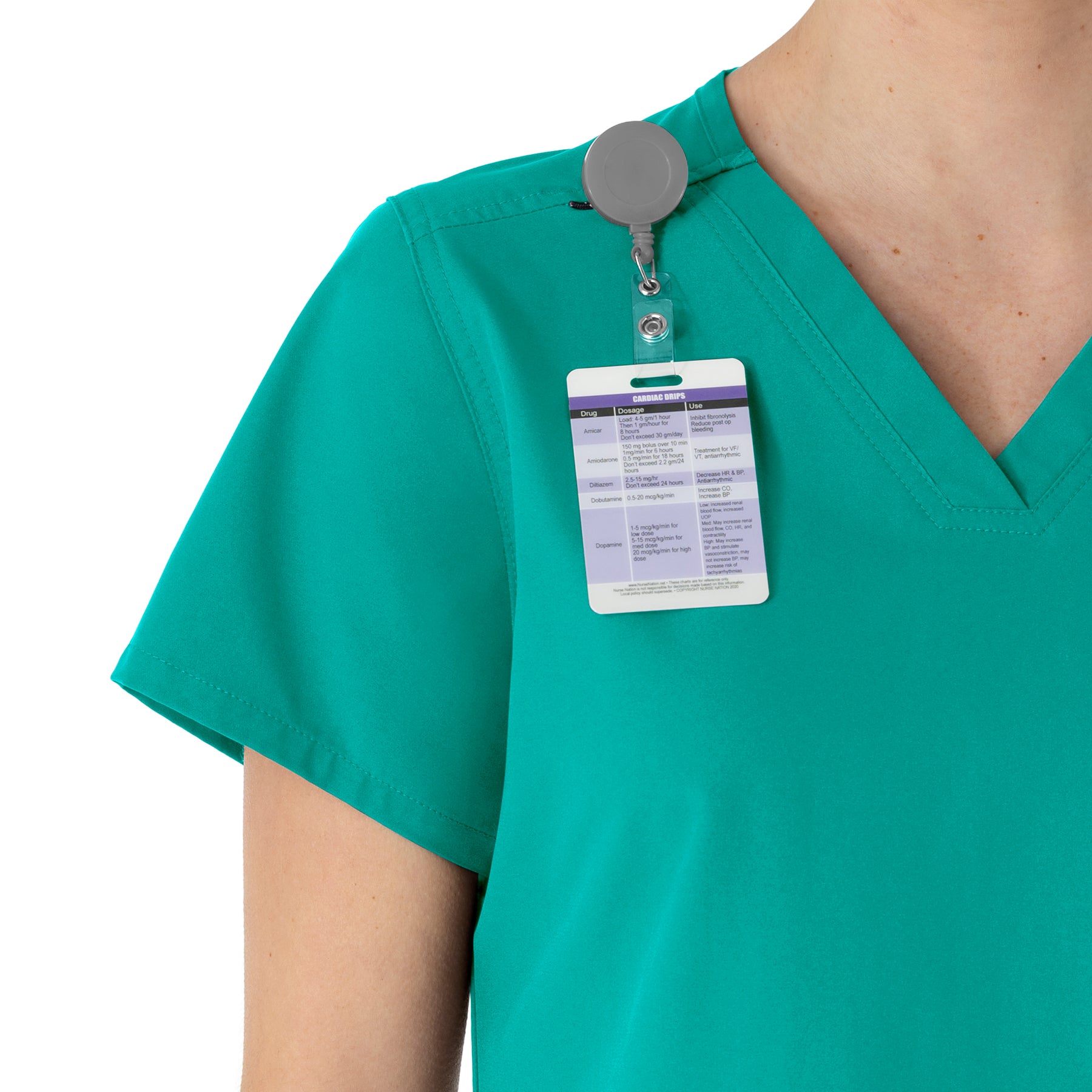 Carhartt Force Essentials Women's V-Neck Scrub Top - Teal Blue badge loop