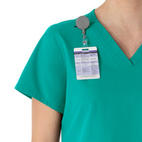 Carhartt Force Essentials Women's V-Neck Scrub Top - Teal Blue badge loop