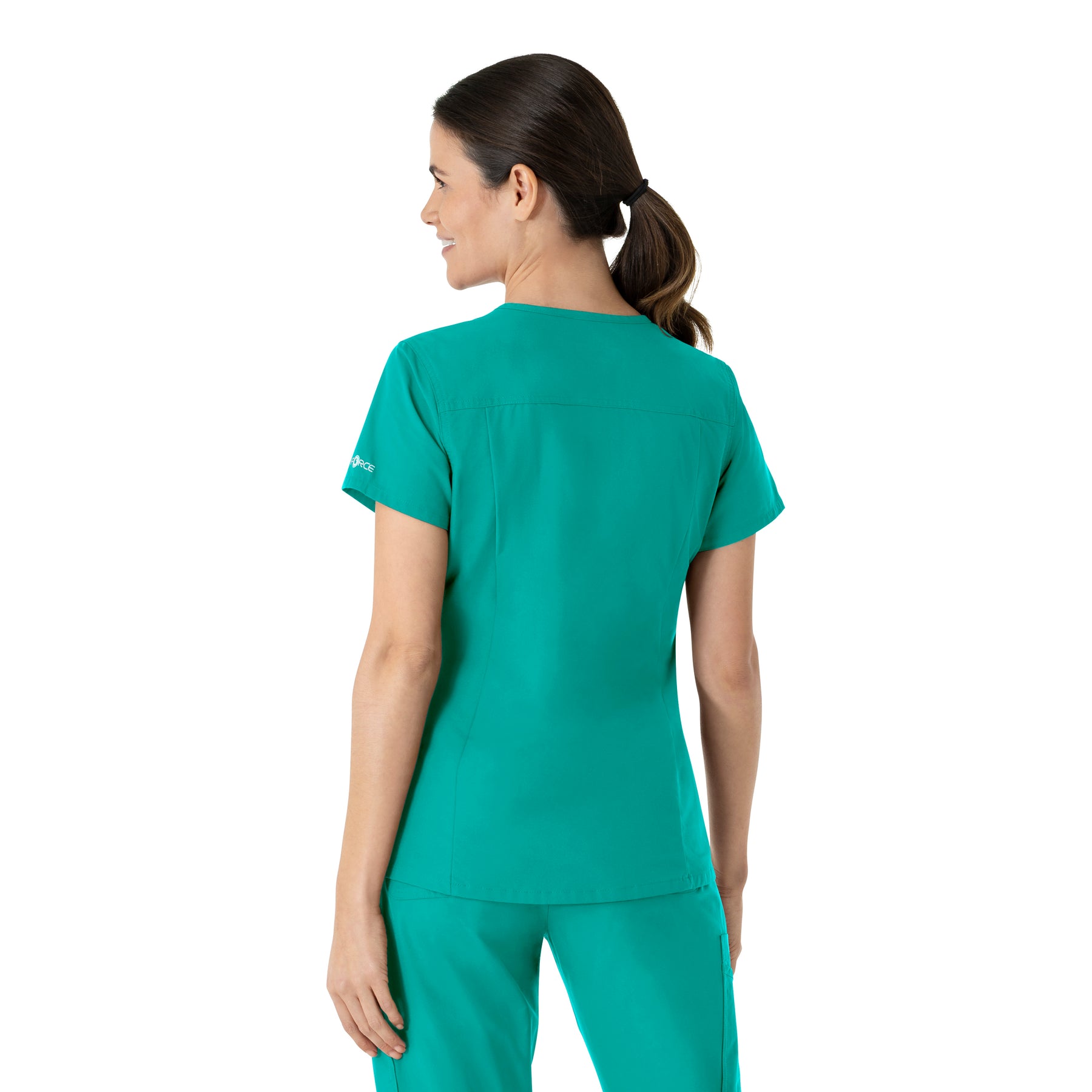 Carhartt Force Essentials Women's V-Neck Scrub Top - Teal Blue back