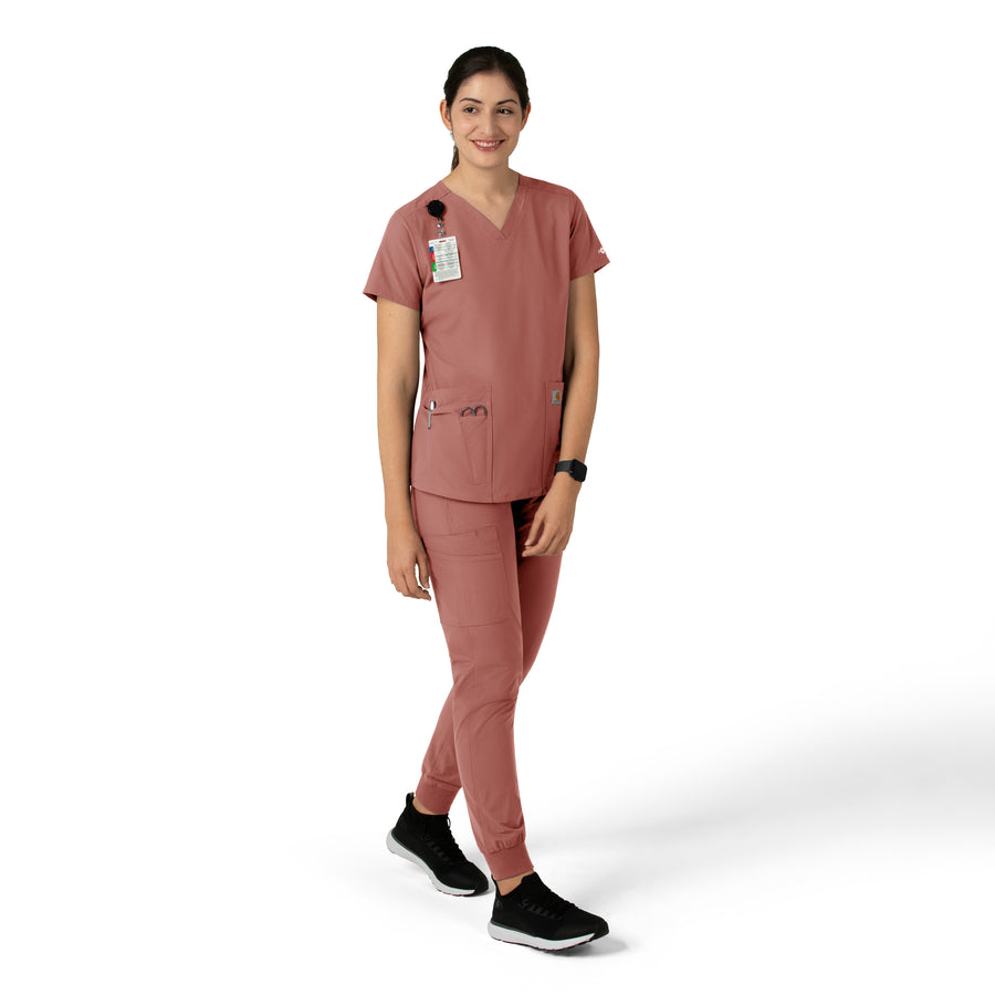 Force Essentials Women's V-Neck Scrub Top Wildrose full scrub set
