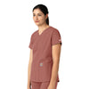 Force Essentials Women's V-Neck Scrub Top Wildrose side view