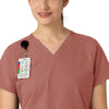 Force Essentials Women's V-Neck Scrub Top Wildrose side detail 1