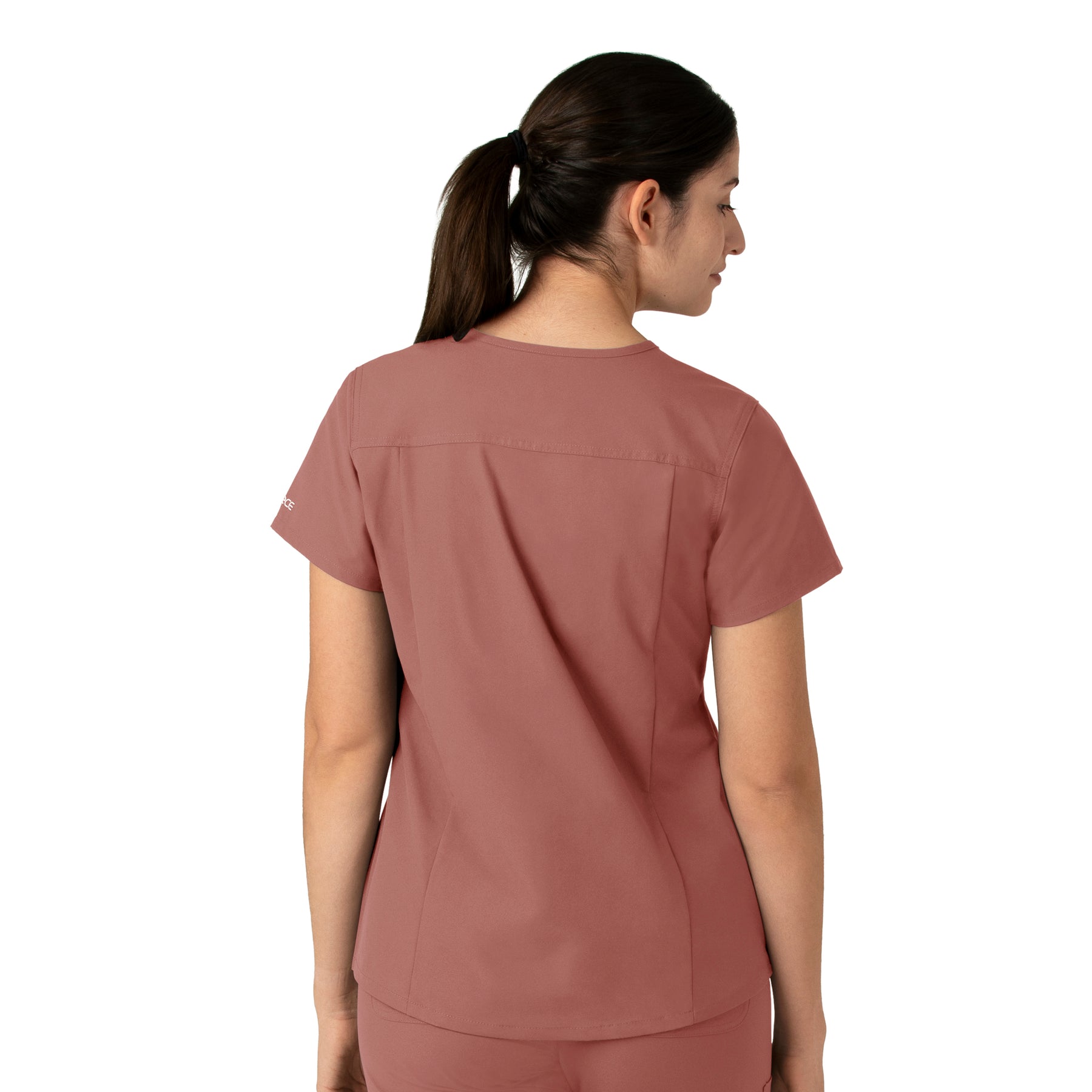 Force Essentials Women's V-Neck Scrub Top Wildrose back view